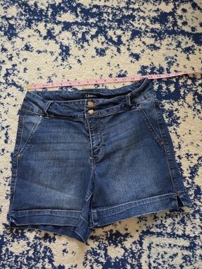 Dark Blue Denim Mid-Rise Shorts